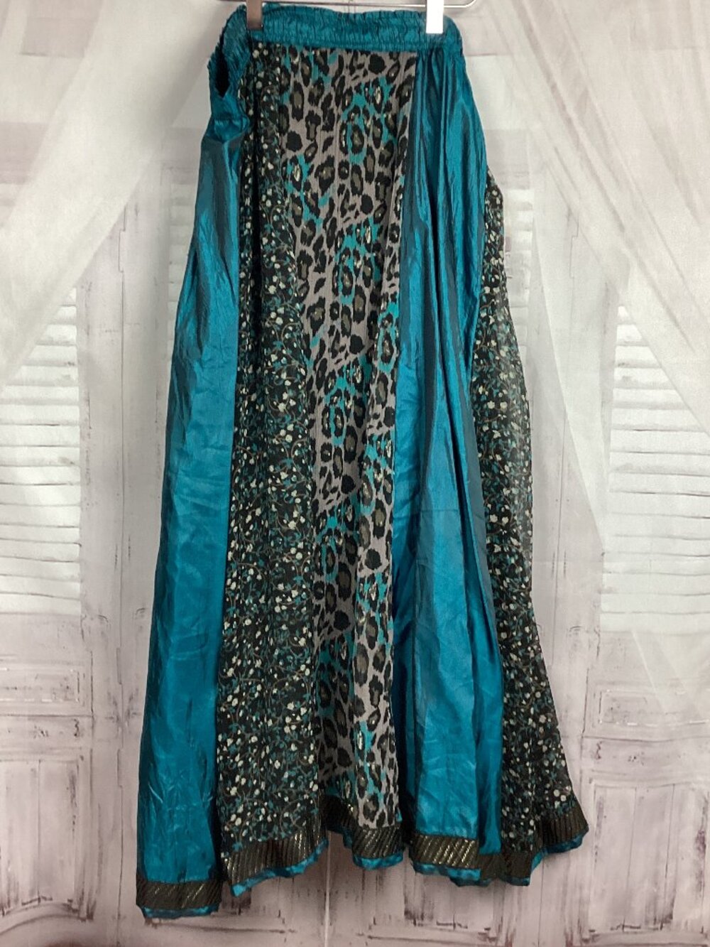 Mix Nouveau Maxi Skirt Patchwork Panel Teal Boho XL